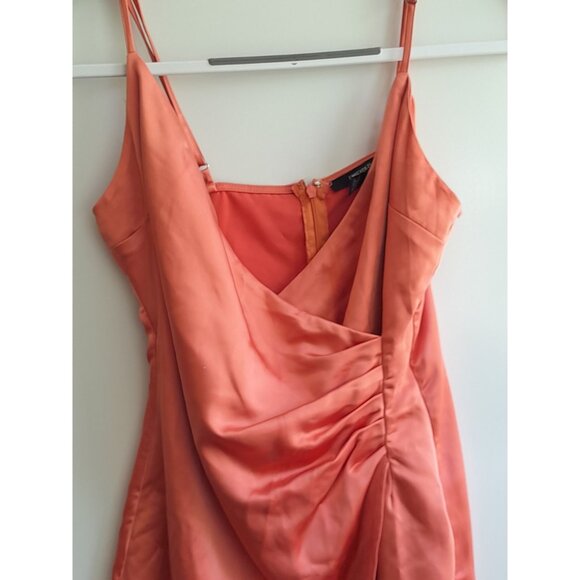 Forever 21 Retro Y2K Satin Showgirl Size Small Slip Dress Orange - Picture 2 of 4